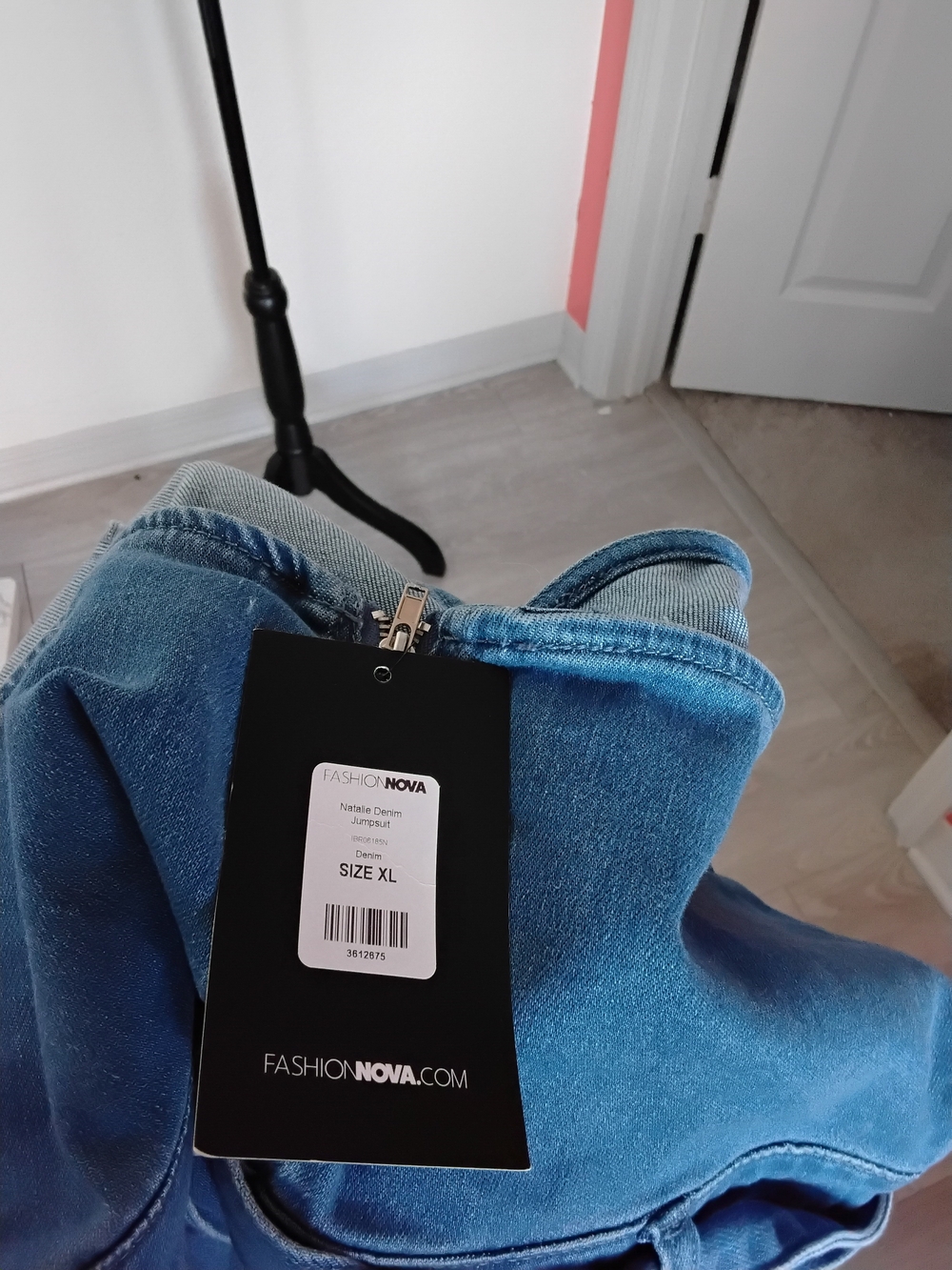Fashion Nova Blue Denim Wrap Maxi Dress with Belt - Picture 3 of 3